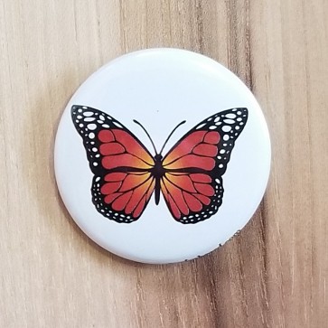 Orange and Black Butterfly Pinback Button