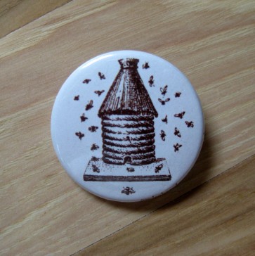 French Beehive, Dark Brown Pinback Button