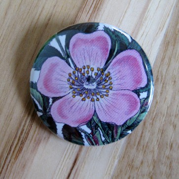 Wild Pink Rose Pinback Button
