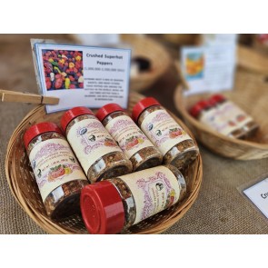 Crushed Superhot Peppers Harvested on our Farm, Certified Organic