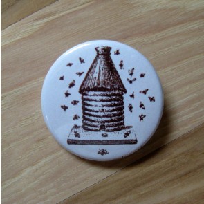 French Beehive, Dark Brown Pinback Button