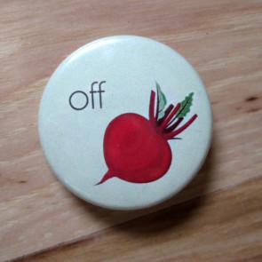 Off Beet, Light Green Background Pinback Button