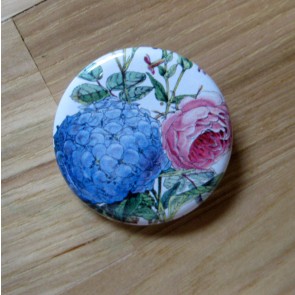 Hydrangea and Rose Floral Pinback Button