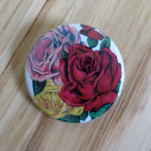 Roses, Pink, Yellow, and Red Pinback Button