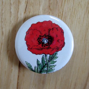 Red Poppy Pinback Button
